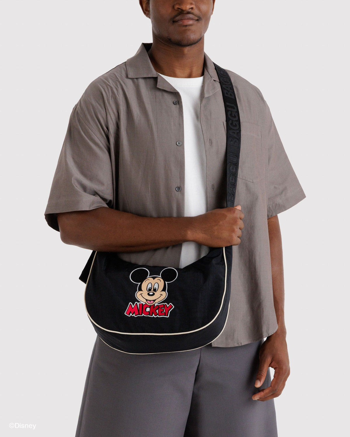 Medium Nylon Crescent Bag Embroidered Mickey Mouse Club