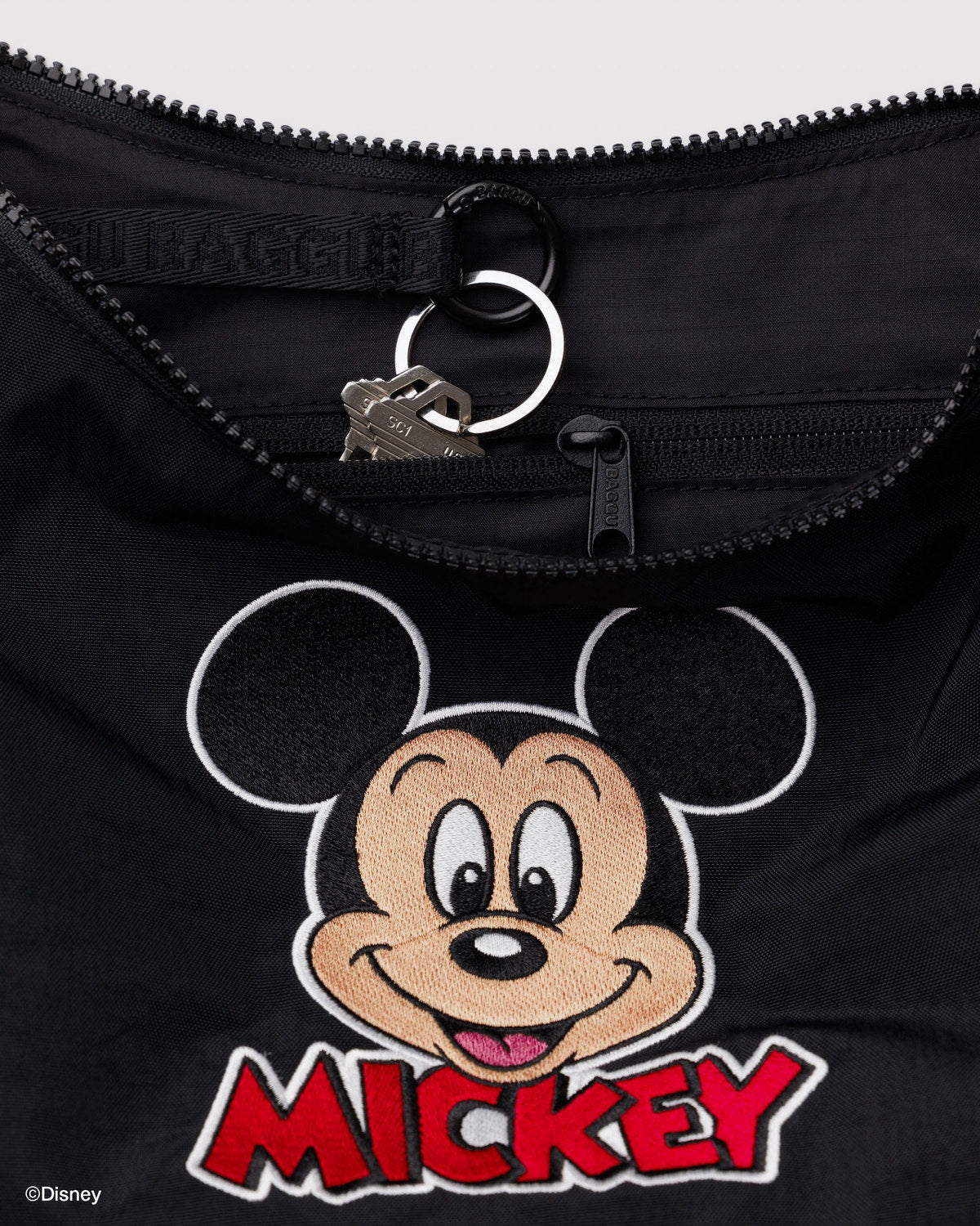 Medium Nylon Crescent Bag Embroidered Mickey Mouse Club