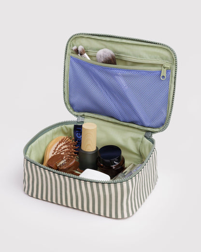 Small Cosmetic Case Sage Stripe