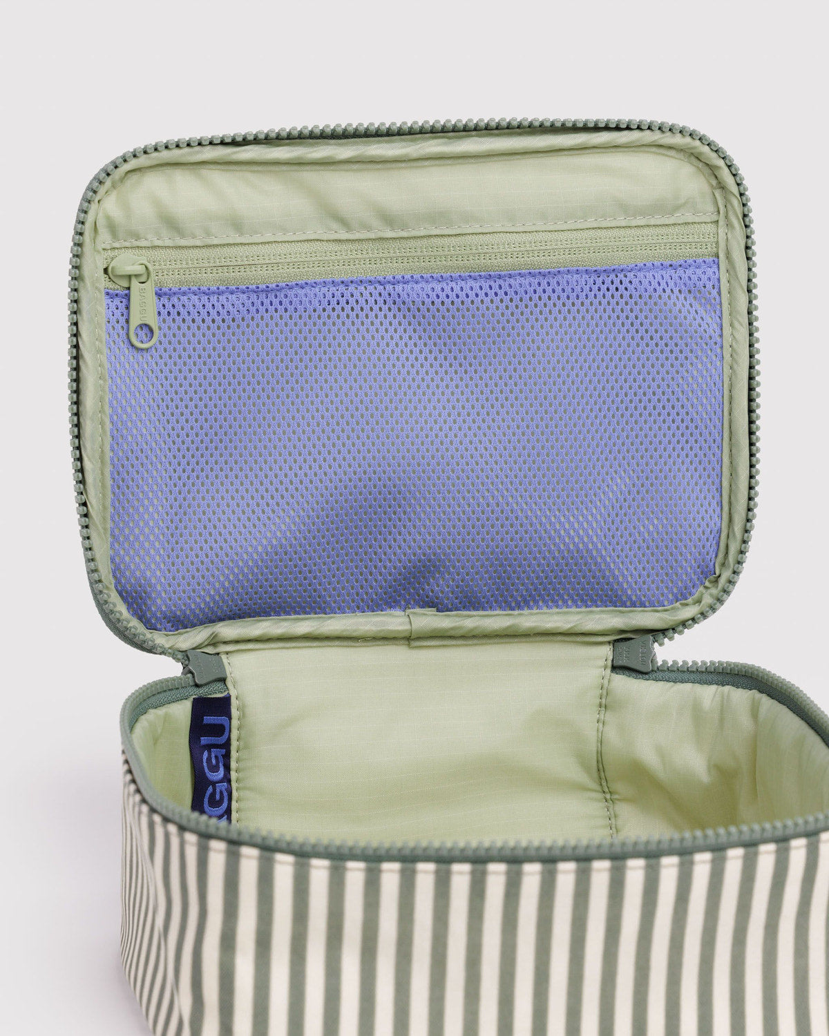 Small Cosmetic Case Sage Stripe