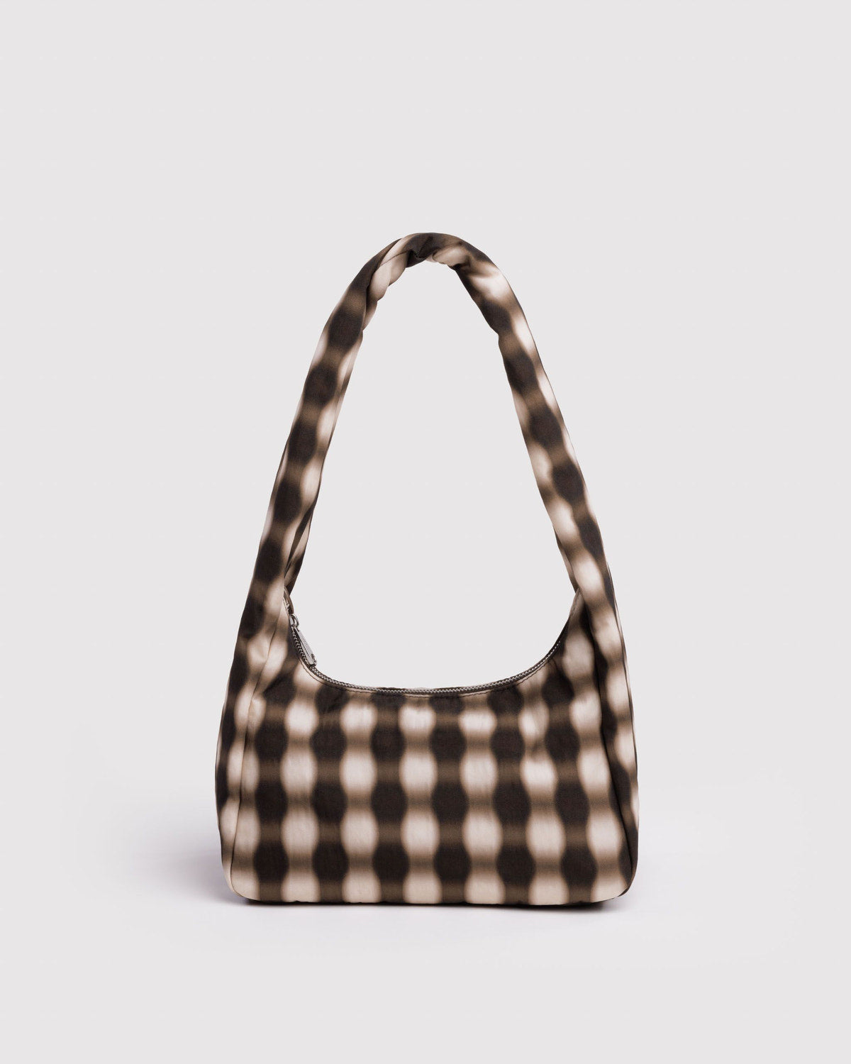 Small Nylon Meringue Bag Blurred Gingham Brown