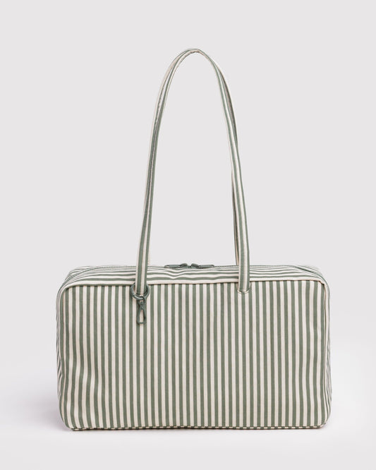 Medium Nylon Bowler Bag Sage Stripe