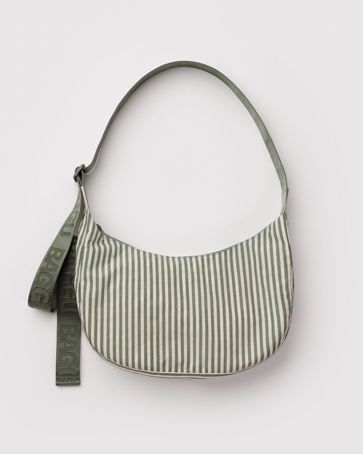 Medium Nylon Crescent Bag Sage Stripe