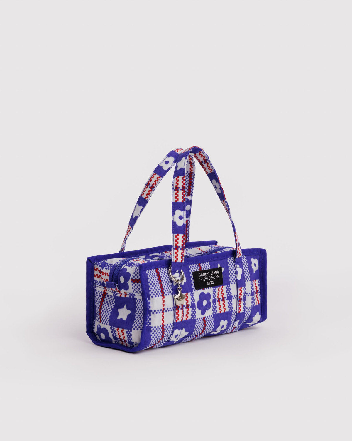 Mini Nylon Market Bag Market Plaid Blue