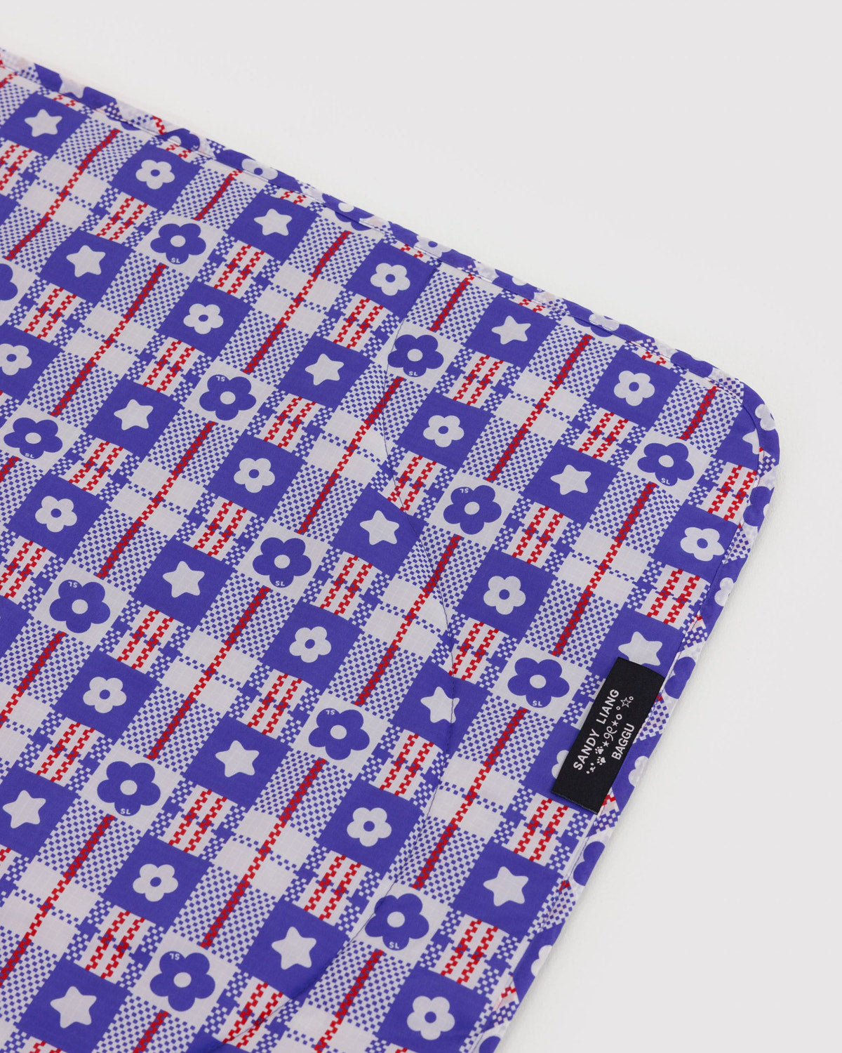 Puffy Picnic Blanket Market Plaid Blue