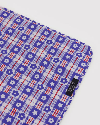 Puffy Picnic Blanket Market Plaid Blue